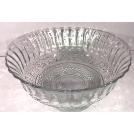 Greenbrier Glass Serving Bowl Cut Clear Vintage Style 7 1/4 Dia. x 3" Hgt-RARE-NEW-S