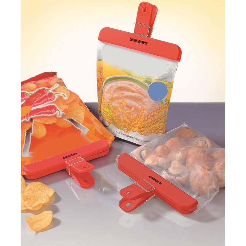 Fackelmann Bag Clip, Red, 15 x 11.8 x 3.3 cm