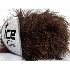 Chocolate Brown Extra Long Eyelash Yarn Ice Luxurious Fun Fur 50gr 38yds 13020