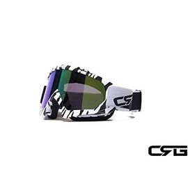 CRG Sports Motocross ATV Dirt Bike Off Road Racing Goggles ORANGE T815-7-6 T815-7-6 - Parent (Multi-Color Lens White/Black Frame)