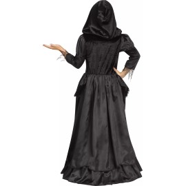 Fun World Evil Wicked Queen CHILD Girls Costume NEW Black Hooded Dress Gothic - L Large (12-14)