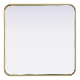 Elegant Decor Contour Metal Square Mirror 24X24" Brass