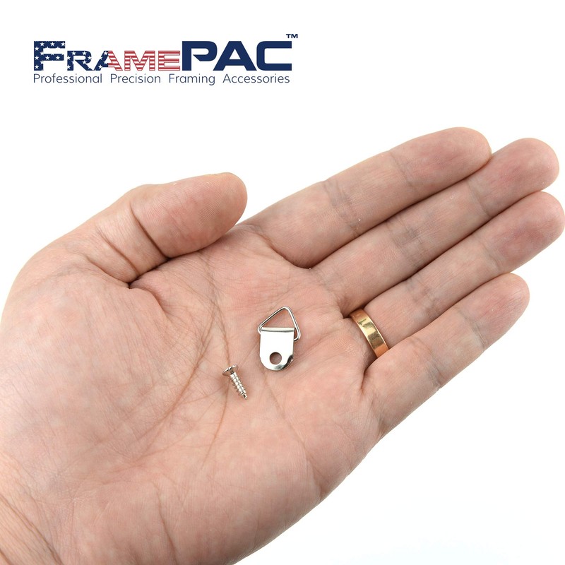 FramePac 100 Pack Picture Hangers with Screws, Small Triangle Ring,
