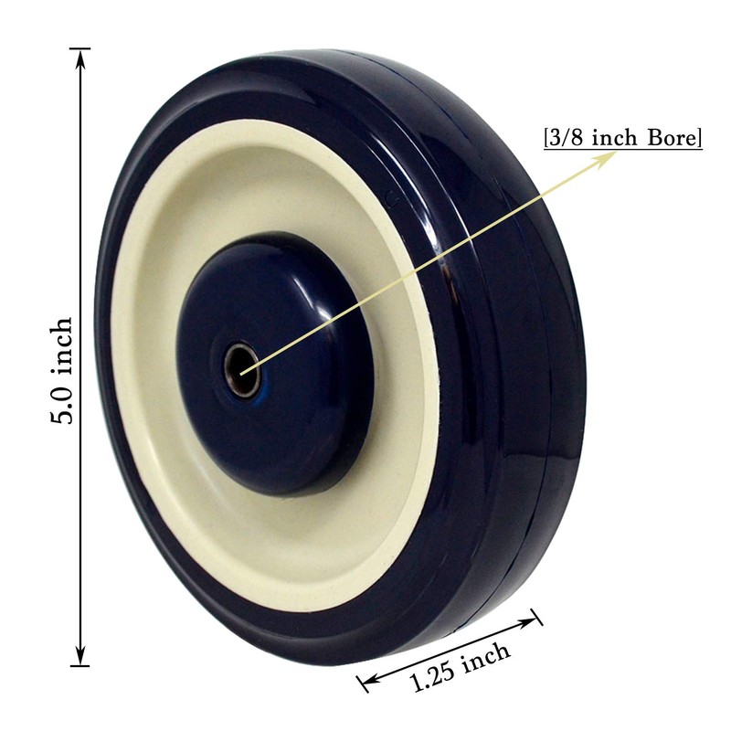 SYRATION Shopping Cart 5"x1-1/4" 3/8"Bore Polyurethane Wheel - Load Capacity