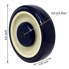 SYRATION Shopping Cart 5"x1-1/4" 3/8"Bore Polyurethane Wheel - Load Capacity 350Lbs each (20-Pack 3/8" Bore(Navy/Beige))
