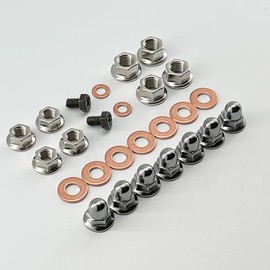 NICKEL TWO 2 STROKE TOP END MOTORCYCLE ENGINE CYLINDER HEAD ACORN CAP FLANGE NUTS BOLT KIT HONDA CR KAWASAKI KX YAMAHA YZ SUZUKI RM TRX250R ATC250R LT250R LT500R 85 125 250