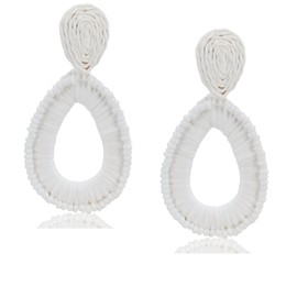 Statement Raffia Teardrop Dangle Earrings Boho Beaded Earrings Handwoven Drop Earrings for Women Jewelry Gifts