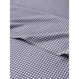 Blue Checkered Sheet Set - 1 Flat & 1 Fitted Sheet & 2 Pillowcases w/ Deep Pockets - Grid, Plaid, Gingham Pattern Bed Set - Comfy, Wrinkle & Fade Resistant - Soft, Breathable and Cooling - Queen Size