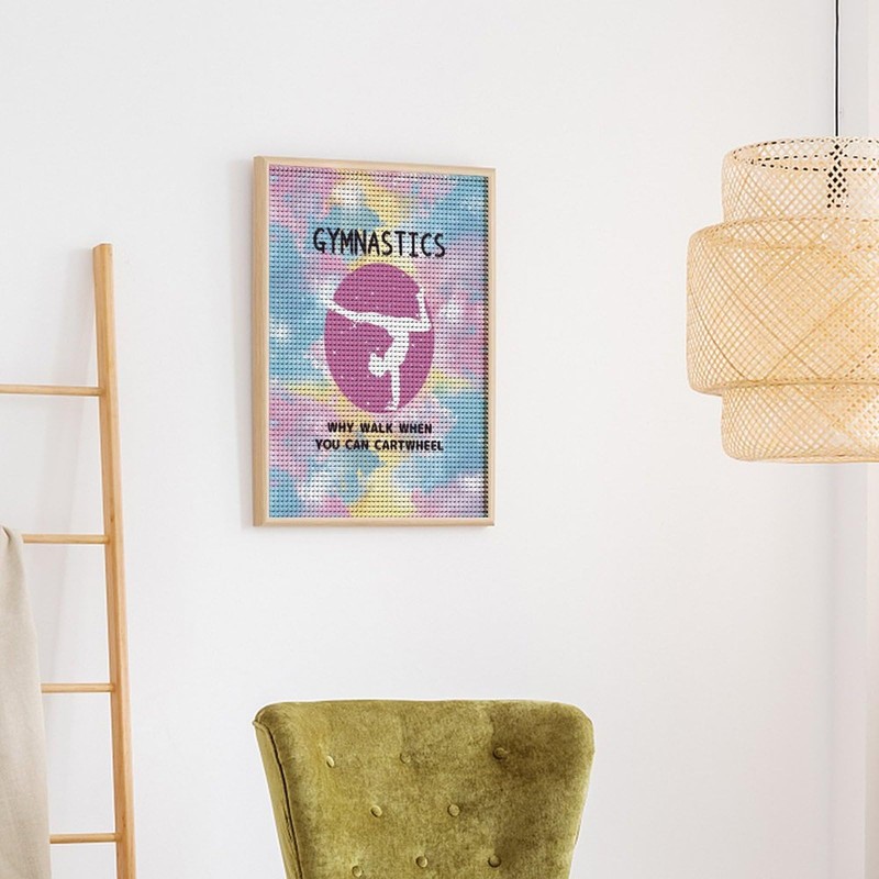 PLQAZEDG Ink Splash Gymnastics Silhouette Diamond Art Painting Art Kits