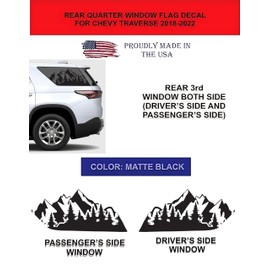 Compatible with Chevy Traverse 2018-2023 | Precut Mountain Forest Outdoor Scene Window Decals | Proudly Made in The USA | Matte Black (Mountain Forest)