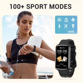 Runlio Fitness Tracker, 1.47 Inch Smartwatch, Touchscreen Activity Tracker with Thin Smartband Design, 5ATM Waterproof Fitness Watch Blood Oxygen Heart Rate Monitor for Android/iOS (Light Grey)