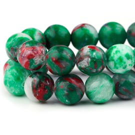 Youngbling - abalorio de piedras preciosas naturales para hacer joyas, 10 mm, jaspe imperial verde, abalorio de piedra lisa redondas pulidas, abalorio de piedra real genuinas para pulsera collar de 15