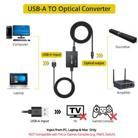 PROZOR USB-A to Optical Audio Adapter 96kHz SPDIF Toslink Converter