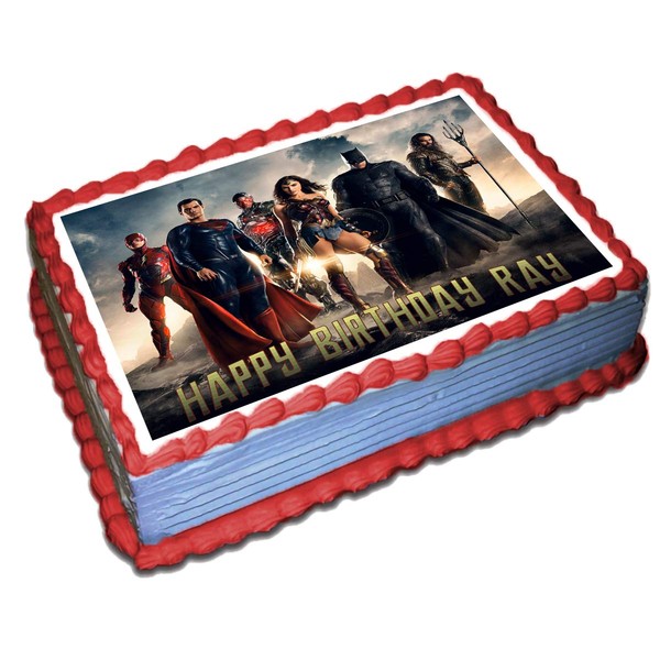 The Justice league Personalized Cake Toppers Icing Sugar Paper 1/4 8.5 x 11.5 Inches Sheet Edible Frosting Photo Birthday Cake Topper (Best Quality Printing)