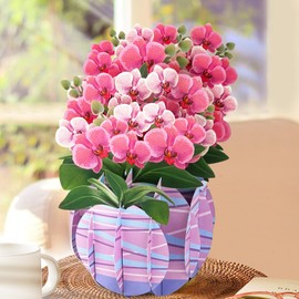 YianHien Pop Up Birthday Cards for Women Her Friends Auntie, Paper Orchids Flower Bouquet for Women, 3D Greeting Cards with Envelope, Birthday Card, Anniversary Card Gifts for Women Mum Wife, Orchids