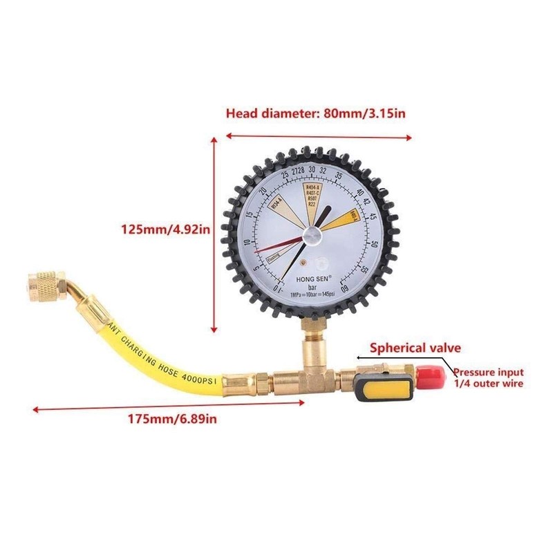 Nitrogen Pressure Test, Air Conditioning Refrigeration Nitrogen Pressure Test Gauge