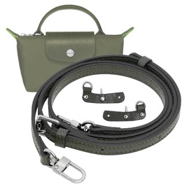 LOUKAYCCI Mini Bags Leather Shoulder Strap for Longchamp Mini Bag Nude Taupe Strap Kit (Forest Green)