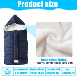 Baby Foot Muff Universal Winter Foot Muff for Pushchairs Baby Winter Foot Muff with Zip Foot Muff for Prams Made of Thermal Fleece Washable Bag - Navy Blue