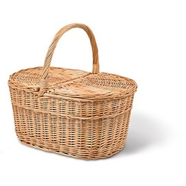 Oval Picnic Basket, Brown, D 60 cm x W 38 cm x H 30/34 cm