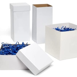 Paper Mart Gift Boxes for Presents, White Box Bottom Only, 6 x 6 x 6 Inch Heavy-Wall Box Base, Bulk Pack of 50 Christmas Gift Boxes