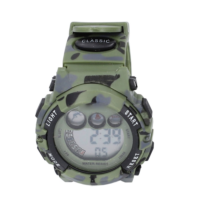 Camouflage Green Kids Watch 7 Colors LED 50M Waterproof Digital