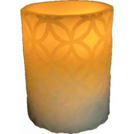 The Amazing Flameless Candle Pillar Carved Ivory 4" LED with Timer Flicker Light