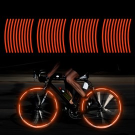 TOMALL 40pcs Reflective Wheel Rim Stripe Decals for Bicycle, Car, Cycling, Bike, Motorcycle - Night Reflective Safety Decoration Stripe Universal Rim Stickers (Orange)