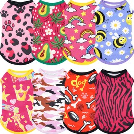 JpGdn 8PCS/Pack Dog Shirts Female for XXL Dog Girl Sleeveless Tank Top Tee Clothes Vest Soft Light Weight Stretchable T-Shirts Outfits Pink Purple XXL