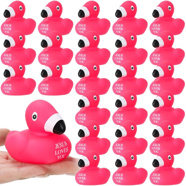 Sotiff 24 Pcs Jesus Loves You Flamingo Rubber Ducks Bulk