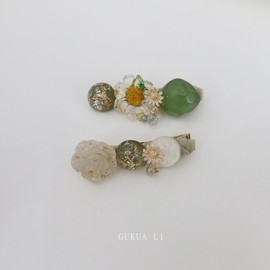 GUKUALI 2025 Summer New Sweet Side Hair Ornament: Sunflower & Milk White Rose Duckbill Pin Clip Shell Rose 6cm 5ea