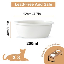 Sunhoo Replacement Ceramic Cat Pet Bowls Microwave and Dishwasher Safe（3 PCS，12cm/4.7in）