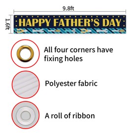 Happy Father’s Day Large Banner, Father’s Day Lawn Sign Porch Sign, Father’s Day Party Decorations, Indoor Outdoor Backdrop 8.9 x 1.6 Feet –Yellow Fonts