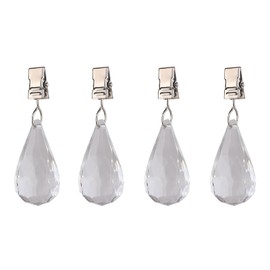 TwoFish Home Set of 4 Crystal Water Drop Table Cover Weight Clips 100% Handwork Tablecloth Weights Clips Handicraft Tablecloth Clips Set of 4