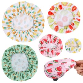 CIATBYYJ Pack of 5 Colourful Food Cover Bowls, Reusable Covers for Bowls, Fabric Lid Cover with Elastic Band, Food Storage Bags for Vegetables, Fresh Protection at Home
