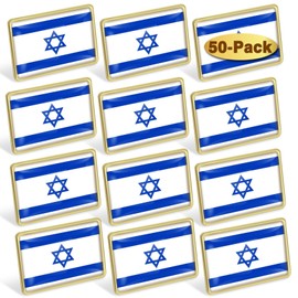 50/Pcs American us Israel Flag Lapel Pins Bulk - Metal Israeli Brooch Badge Souvenir