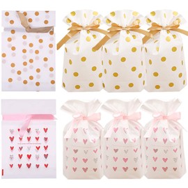 Enjonar 24pcs Treat Bags Party Favor Bags Plastic Drawstring Gift Bag Candy Goodies Bag Gift Wrapping Package for Birthday Wedding Baby Shower Bridal Shower Holiday Party