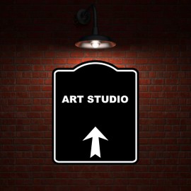 ART STUDIO Black Sign Arrow Up Aluminum Composite Sign 8.5 x 10 inches