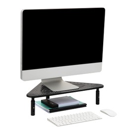 Mind Reader TRISTAND-BLK Stand Riser, Triangle Adjustable, Ventilated Metal for Computer, Laptop, Monitor, Black 3 Leg