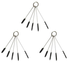 Oexper Juego de 3 cepillos de 5 piezas de mini cepillos de nailon de 4.1 pulgadas, de acero inoxidable, de mango largo, para beber, gafas, teclados, limpieza de joyas, 5 diámetros diferentes