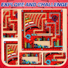 Spider Magnetic Alphabet Maze,Montessori Toys for 3+ Year Old,Sensory Toys Wooden Puzzle Fine Motor Skills for Toddlers and Kids Boys Girls Preschoolers 3 4 5 Years Old