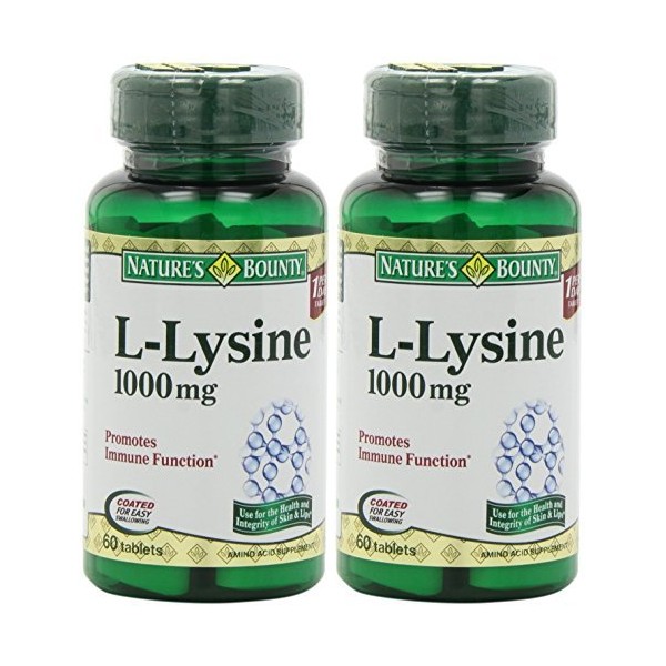 Nature's Bounty L-Lysine, 1000mg, 120 Tablets (2 x 60 Count