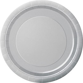 Unique Party 3345EU Eco-friendly Paper Plates 23 cm Silver Colour Pack of 8, Silver