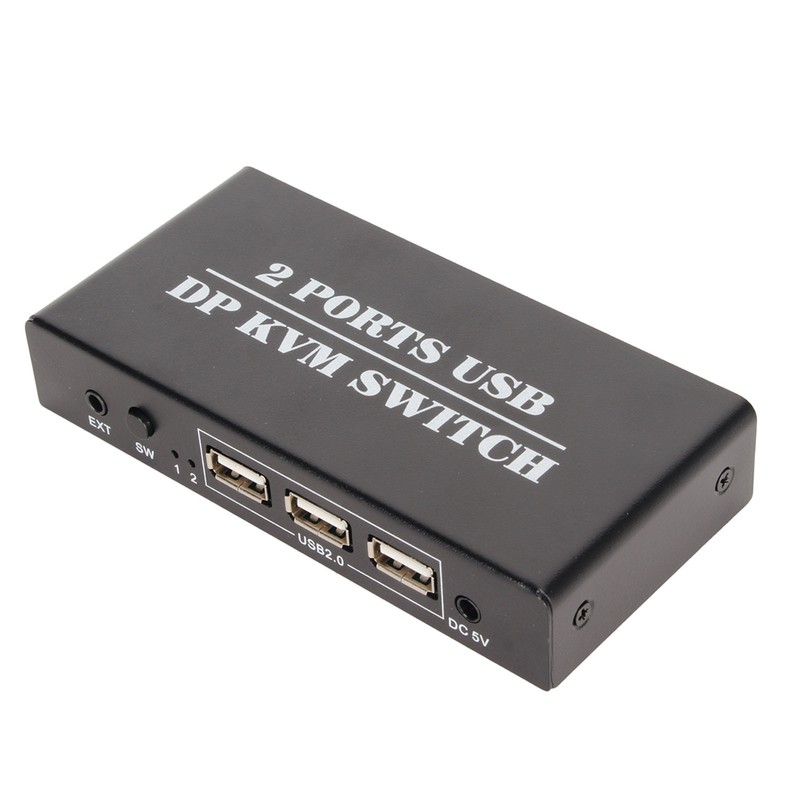 DisplayPort KVM Switch 2 Ports 4K 60Hz Dual Mode Aluminum