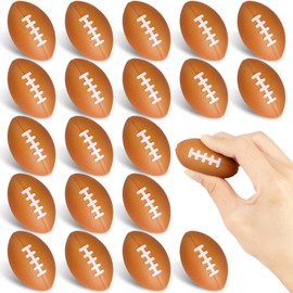 Waenerec Mini Football Stress Ball 20 Packs Football Party Favors Small Foam Squeeze Anxiety Toy Sports Squishy Ball for Kids School Carnival Reward Football Party Decorations Supplies