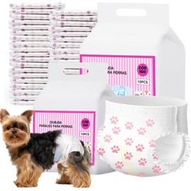 Pañales para Perro Hembra, 20 Pañal para perrita Hembra fisiológicos, Súper absorbentes, a Prueba de Fugas, adecuados para Perras en celo, micción excitada, incontinencia, Transpirable (Hembra-S)