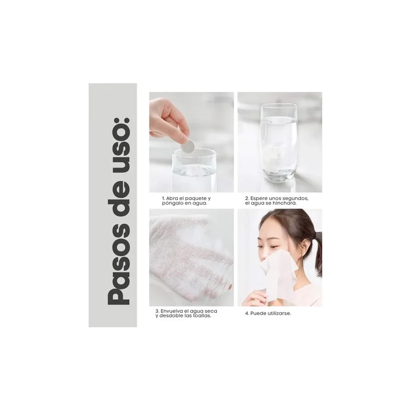 Set 50 Piezas Toalla Comprimida Compacta Limpieza Facial