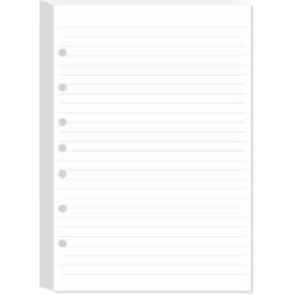 7-Hole Lined Filler Paper Pack of 100 Sheets for Mini Binders, College Ruled, 5-1/2" x 8-1/2", White