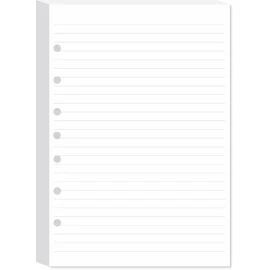 7-Hole Lined Filler Paper Pack of 100 Sheets for Mini Binders, College Ruled, 5-1/2" x 8-1/2", White
