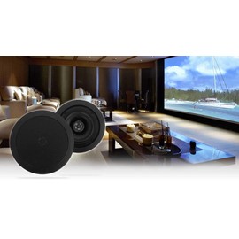 Rockville HC55 Black 5.25" 300 Watt In-Ceiling Home Theater Speakers 8 Ohm, Aimable Tweeter, Paintable Grill, Easy Install, for Home Audio Systems