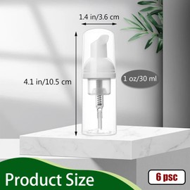 Incauca 1 oz/30ml Foam Pump Bottle Dispenser 6 PCS, Travel Size Foaming Soap Dispenser, Small Hand Soap Dispenser Refillable, Empty Containers for Toiletries Liquid, Lash Cleanser, Shampoo